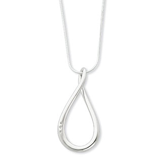 Modern Sterling Silver Diamond Pendant Necklace Jewelry